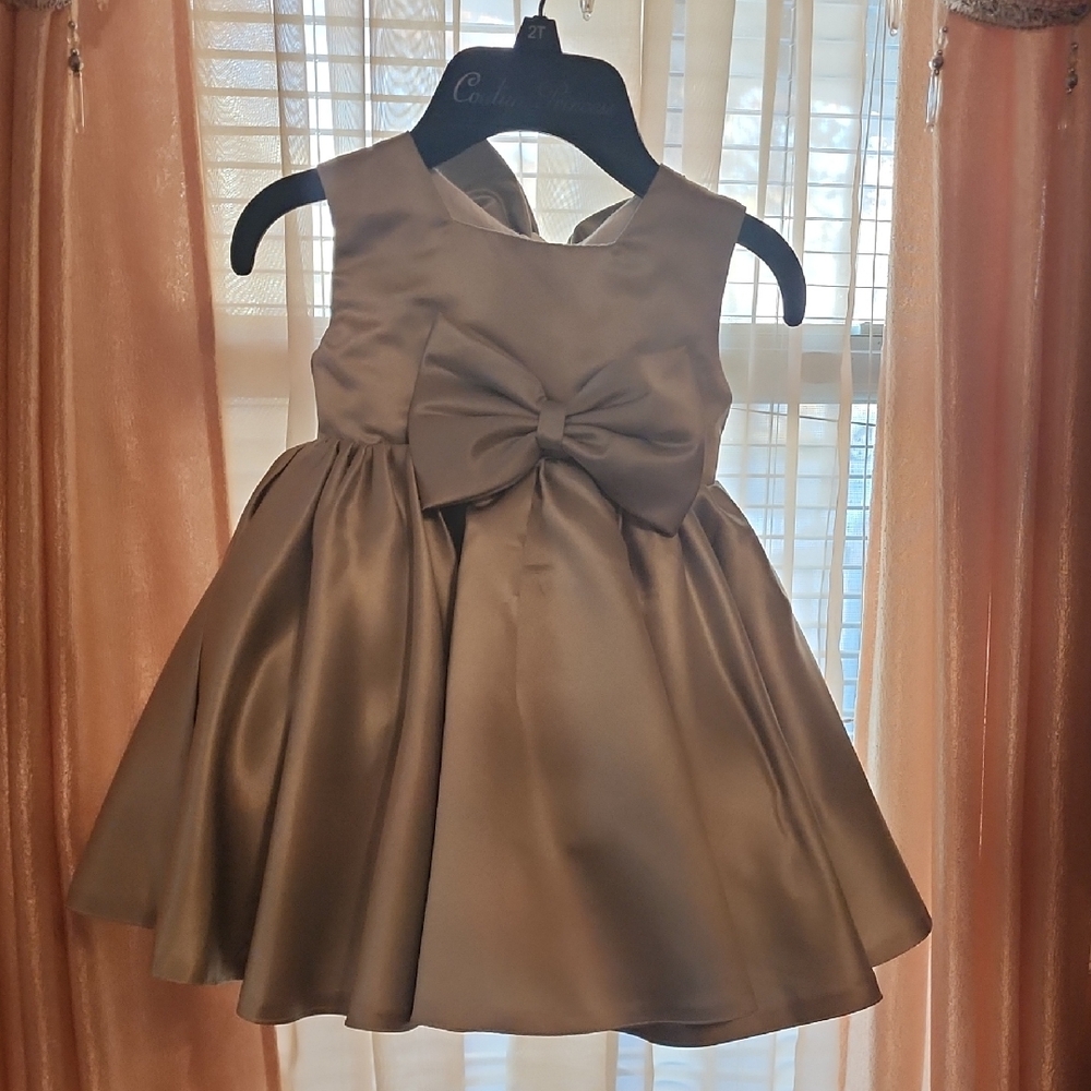 Elegant Satin Kids Dress with Bow